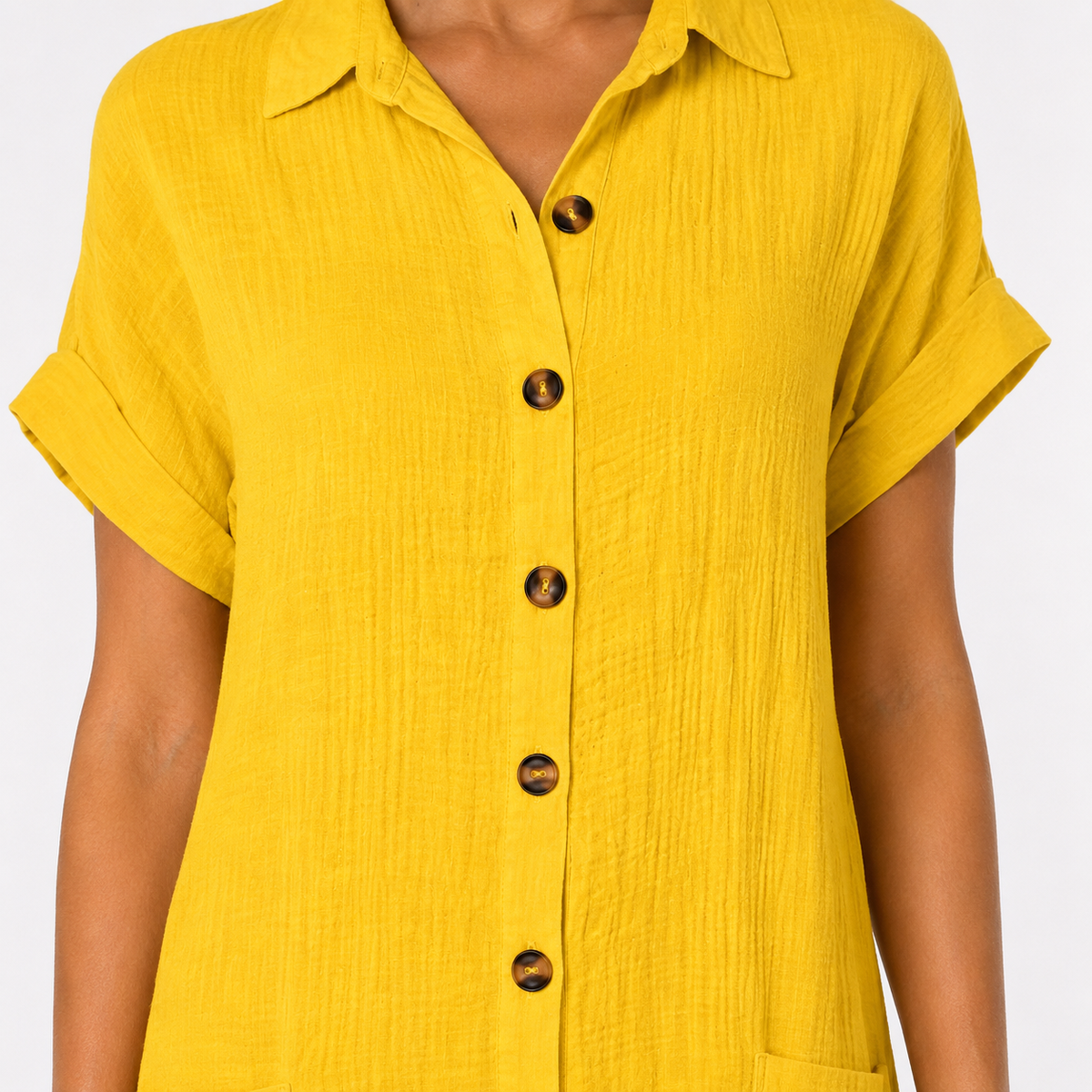 Fashion Floora Women's Collared Button-Down Shirt Dress with Pockets