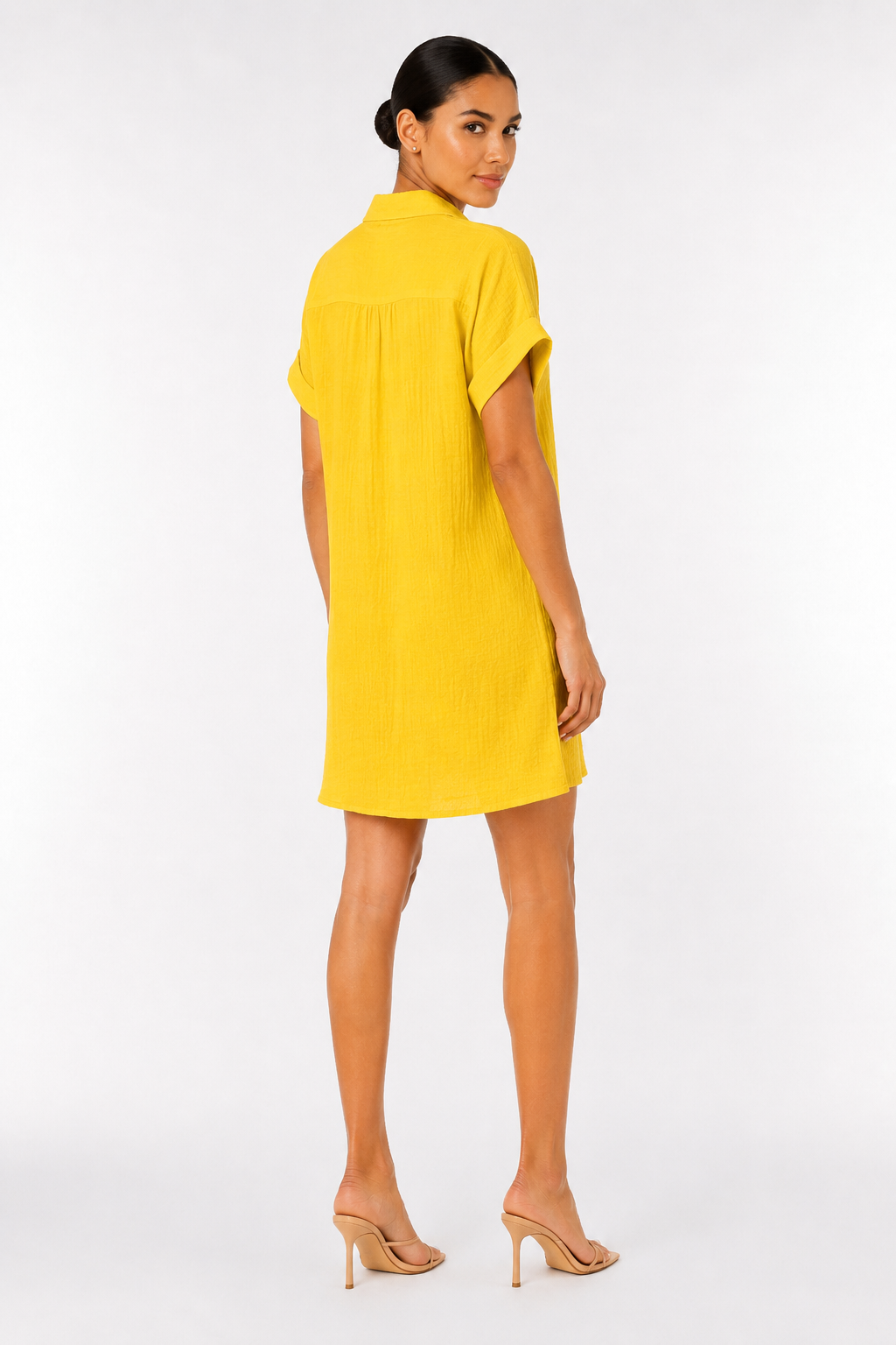 Fashion Floora Women's Collared Button-Down Shirt Dress with Pockets
