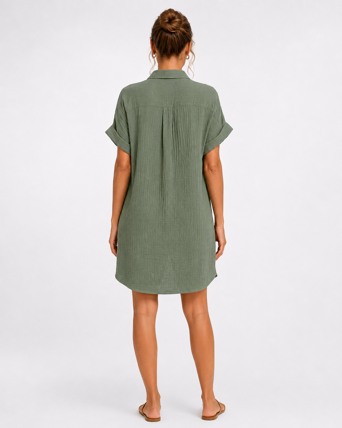 Fashion Floora Women's Collared Button-Down Shirt Dress with Pockets