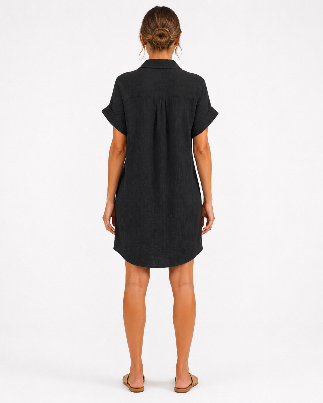 Fashion Floora Women's Collared Button-Down Shirt Dress with Pockets