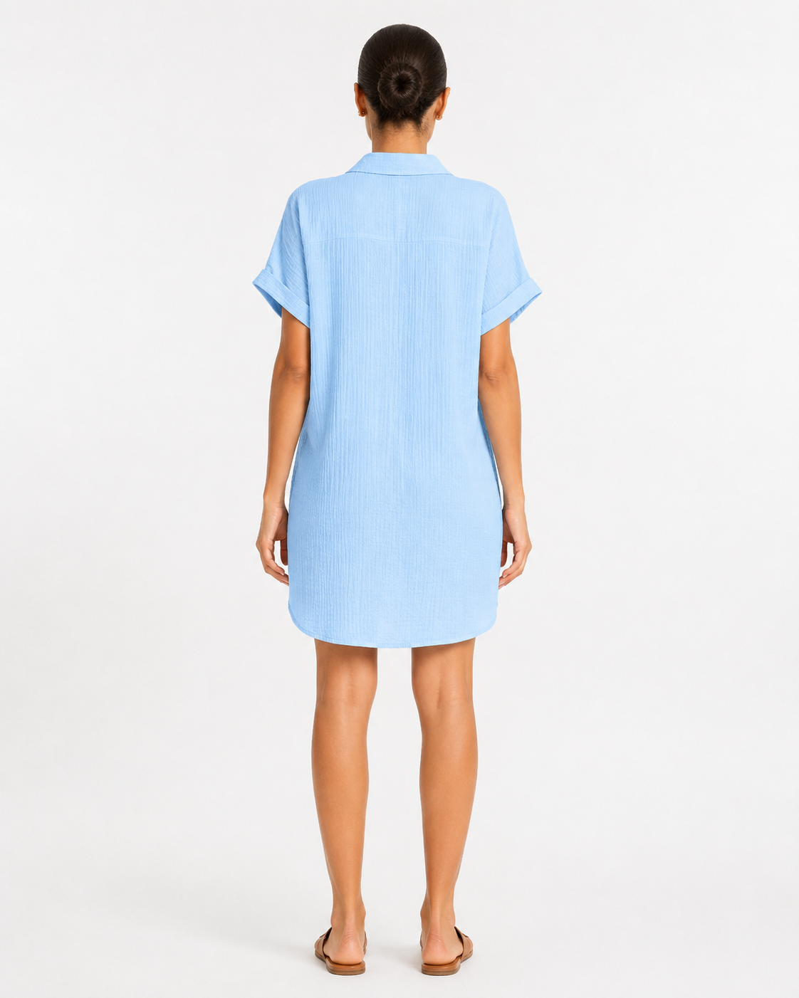 Fashion Floora Women's Collared Button-Down Shirt Dress with Pockets