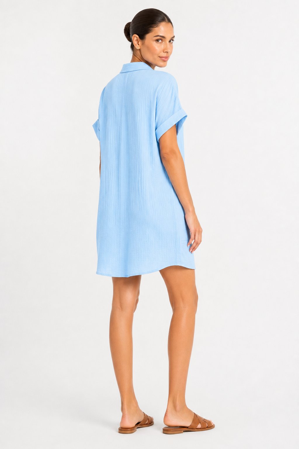 Fashion Floora Women's Collared Button-Down Shirt Dress with Pockets